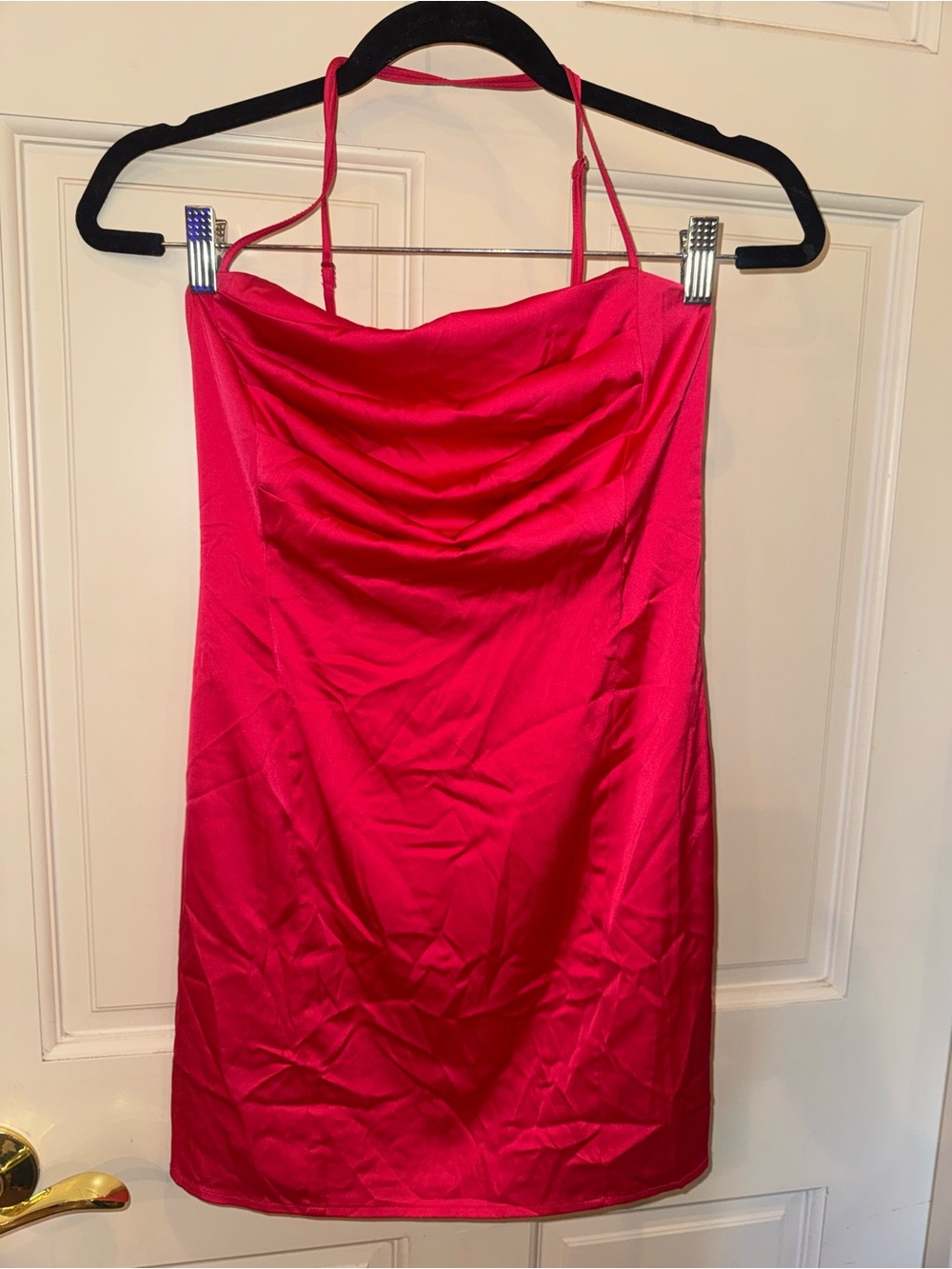superdown Hot Pink Satin Cowl Mini Dress